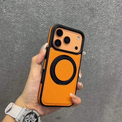 17 ProMax Wax PU Leather Magnetic Charging Phone Case For iPhone 14 15 16 Plus 17 Air 11 12 13 Pro Max 360° Rotating Stand Cover