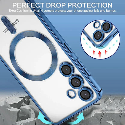 Luxury Magnetic For Magsafe Case For Samsung Galaxy S26 S25 Edge S24 FE S23 S21 Plus Ultra Plating Silicone Cover Clear Soft