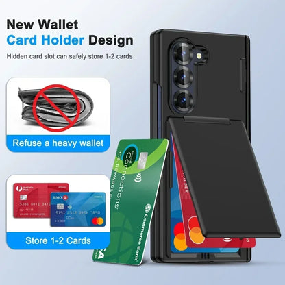 Kickstand Folding Bracket Flip Card Slot Holder Phone Case For Samsung Galaxy Z Fold 7 6 5 Fold7 Fold6 Fold5 5G Matte Cover