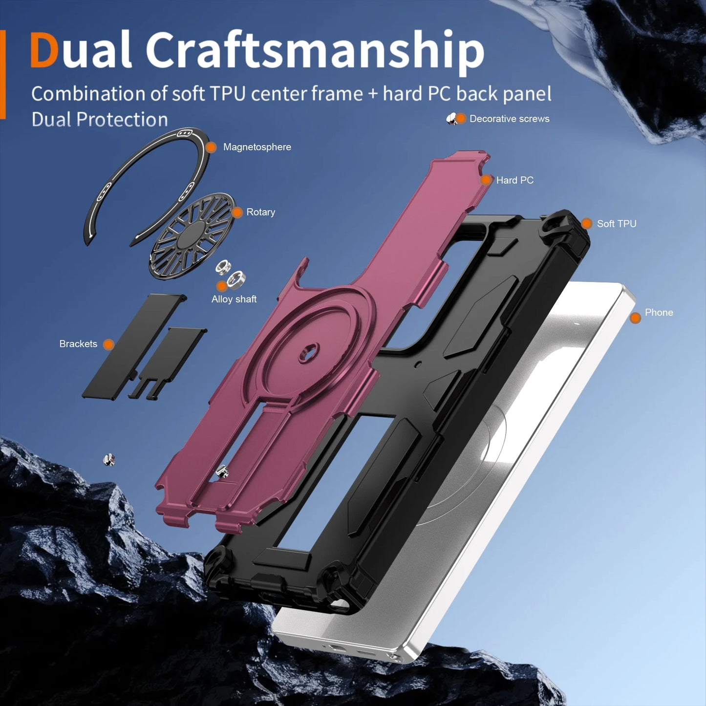 Soft TPU+Hard PC Magnetic Phone Case With Stand For Magsafe Samsung Galaxy S25 Edge S24 FE S23 Ultra Plus Anti Shock Back Cover