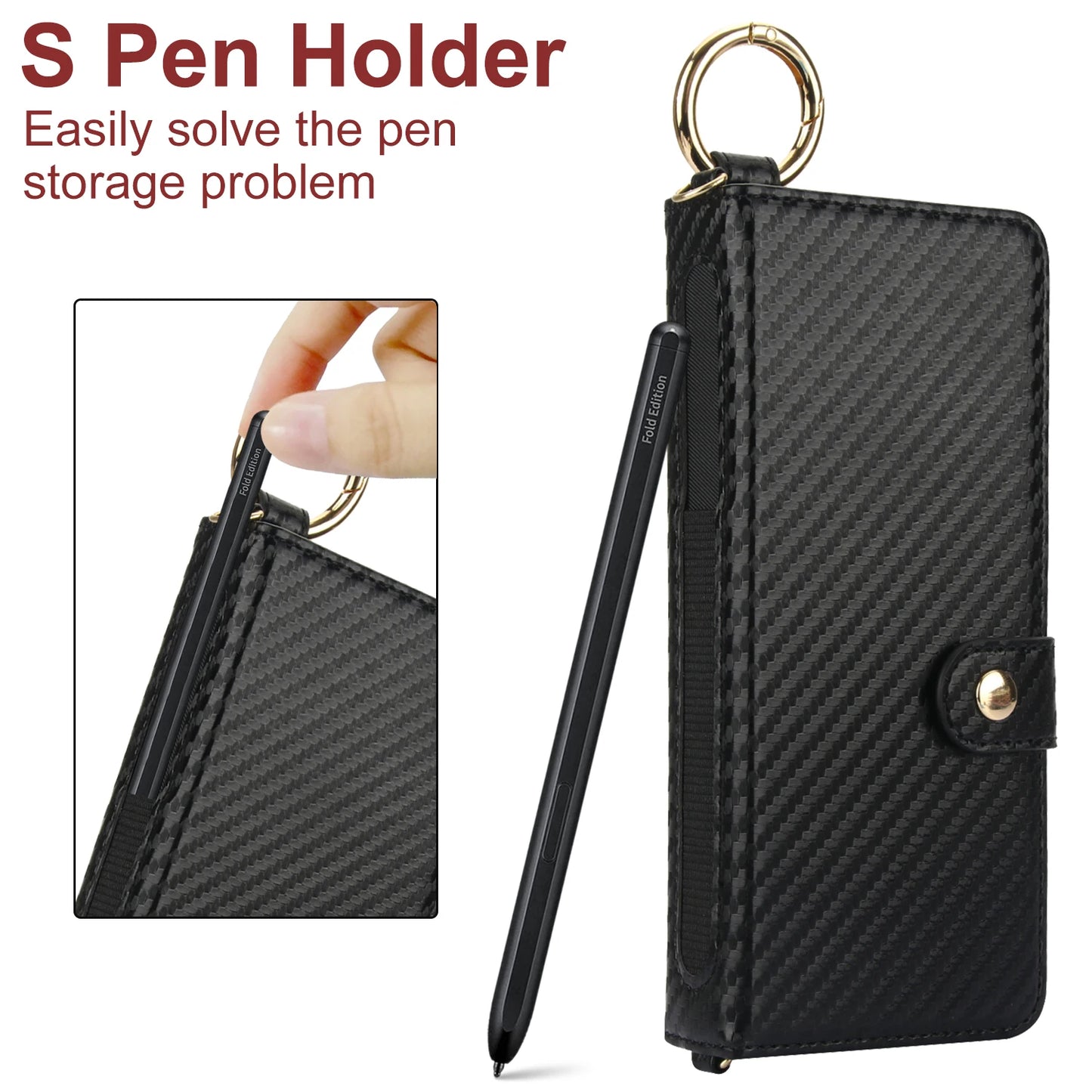 For Samsung Galaxy Z Fold 7 6 5 4 3 5G Crossbody Lanyard Leather Wallet Card Case Wrist Rope Flip Stand Cover With Pen slot