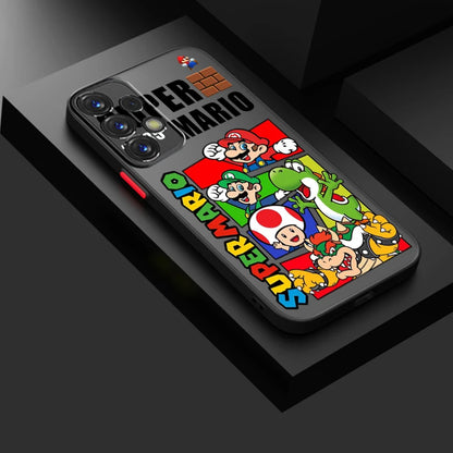 S-Super M-Marios B-Bros Frosted Translucent For Samsung Note 20 A35 A03 A54 A31 A22 A34 A14 A24 A04 A55 5G Cover Phone Case