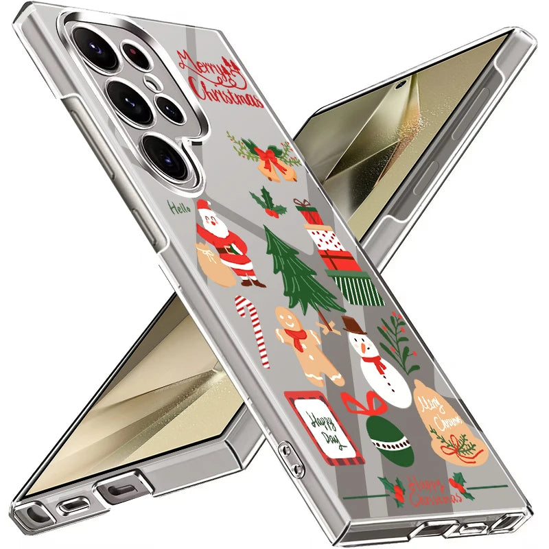 Santa Claus Print Phone Case For Samsung Galaxy A56 A16 A55 A36 A26 A15 5G S25 Edge S24 S21 FE S23 S22 Ultra Plus Clear PC Cover