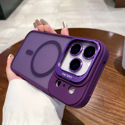 Matte Translucent lens holder film Magnetic Case For IPhone 17 Air 16 14 13 15 12 11 Pro Max Plus Magsafe Armor Shockproof Cover