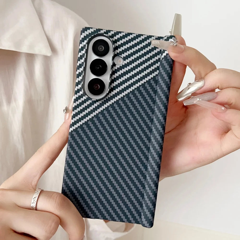 Luxury For Magsafe Magnetic Carbon Fiber Hinge Case For Samsung Galaxy Z Fold 7 6 5 Ultra Thin PC Protection Cover For ZFold7