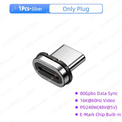 PD 240W Magnetic USB C Adapter Fast Charging Type C to USB C USB4 Connector 80Gbps 16K60Hz for Thunderbolt 5 4 iPhone 16 Macbook