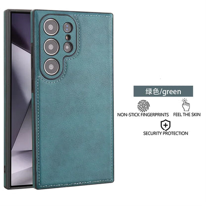 Luxury Vintage PU Leather Case for Samsung S25 Ultra S24 Plus S23 S22 S24Ultra Slim Camera Shockproof Soft Bumper Back Cover