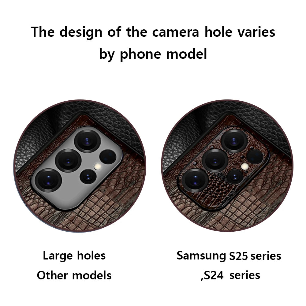 LANGSIDI Genuine Leather Retro Phone Case For Samsung Galaxy S 25 S25 S23 S24 Ultra S24 Plus S25Plus S25Ultra Luxury Back Cover