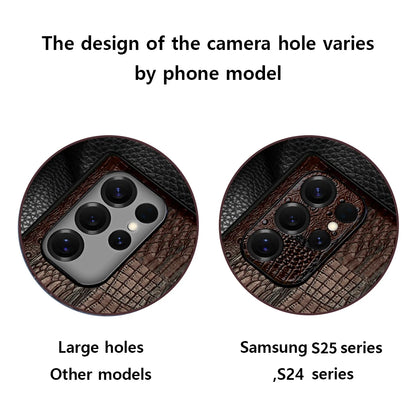 LANGSIDI Genuine Leather Retro Phone Case For Samsung Galaxy S 25 S25 S23 S24 Ultra S24 Plus S25Plus S25Ultra Luxury Back Cover