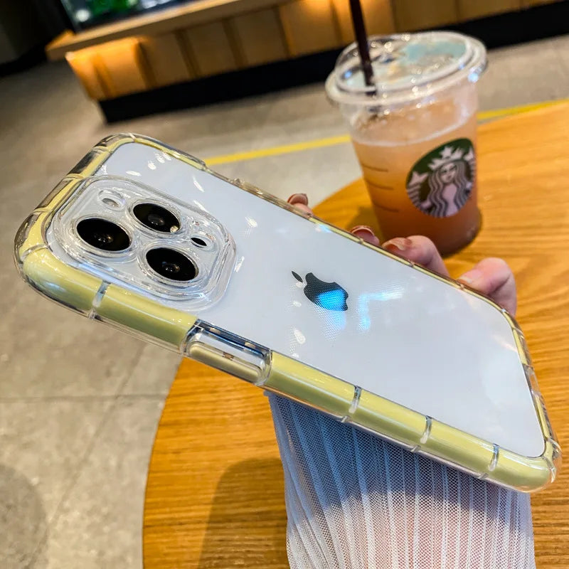 Luxury Transparent Shockproof Phone Case For iPhone 11 12 13 14 15 16 Pro Max X XS XR 7 8 Plus Clear Night Light Bumper Cover