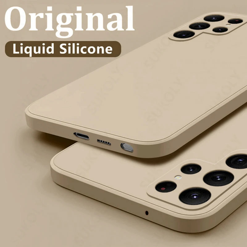 Case For Samsung Galaxy S24 S23 S22 S25 Ultra S24 FE A56 A55 A53 A52 A54 A16 A35 5G Shockproof Liquid Silicone Phone Cover Coque