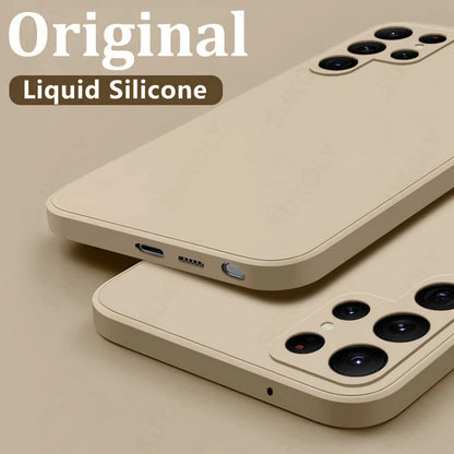 Case For Samsung Galaxy S24 S23 S22 S25 Ultra S24 FE A56 A55 A53 A52 A54 A16 A35 5G Shockproof Liquid Silicone Phone Cover Coque