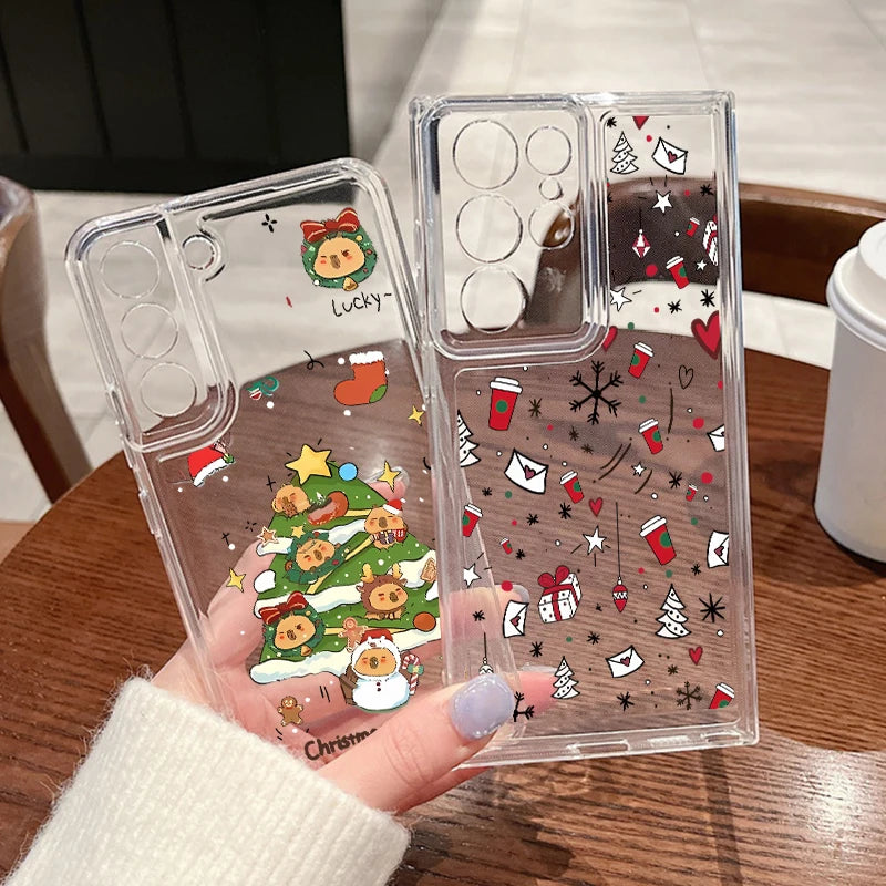 Cartoon Gifts Christmas Case For Samsung Galaxy S25 S24 Ultra S23 S22 Plus S21 FE A15 A16 A17 A26 A35 A36 A54 A55 A56 5G Funda
