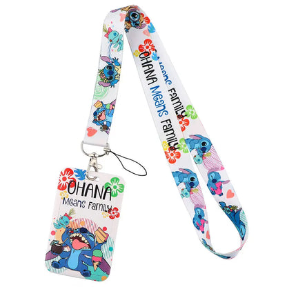 Stitch Cute Cartoon Animation Lanyards For Keys Chain ID Credit Card Cover Pass Mobile Phone Charm Neck Strap Badge Holder Gifts
