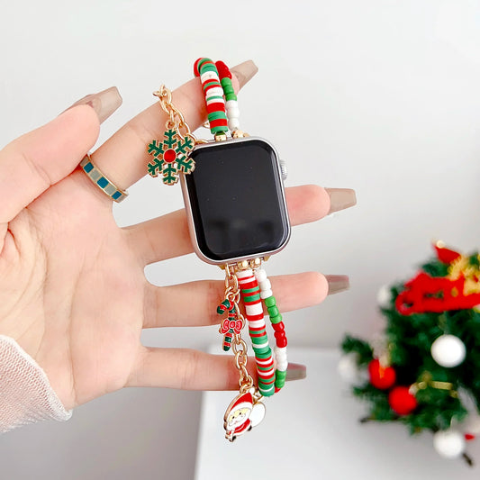 Christmas Element Beaded Strap for Apple Watch Band 42mm 46mm 45mm 41/44 49mm Women Bracelet IWatch 11 10 9 8 7 6 5 4 SE3 Gifts