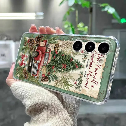 Christmas Santa Claus Truck Clear Phone Case For Samsung Galaxy S25 S24 Ultra S23 FE S22 Plus A36 A56 A55 A54 A53 A35 A34 Cover