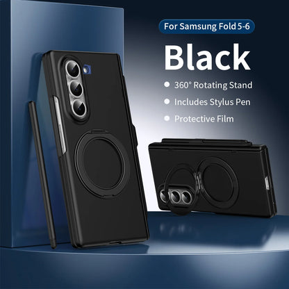 With Protector Glass For Samsung Galaxy Z Fold 7 6 5 4 3 TriFold Case Magnetic wireless charging Cover Shockproof Armor Film Pen