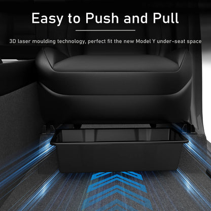 Under Seat Storage Box For Tesla Model Y Juniper 2025 Center Console Organizer Bins Front Backseat Bag Trash Tray Accessories