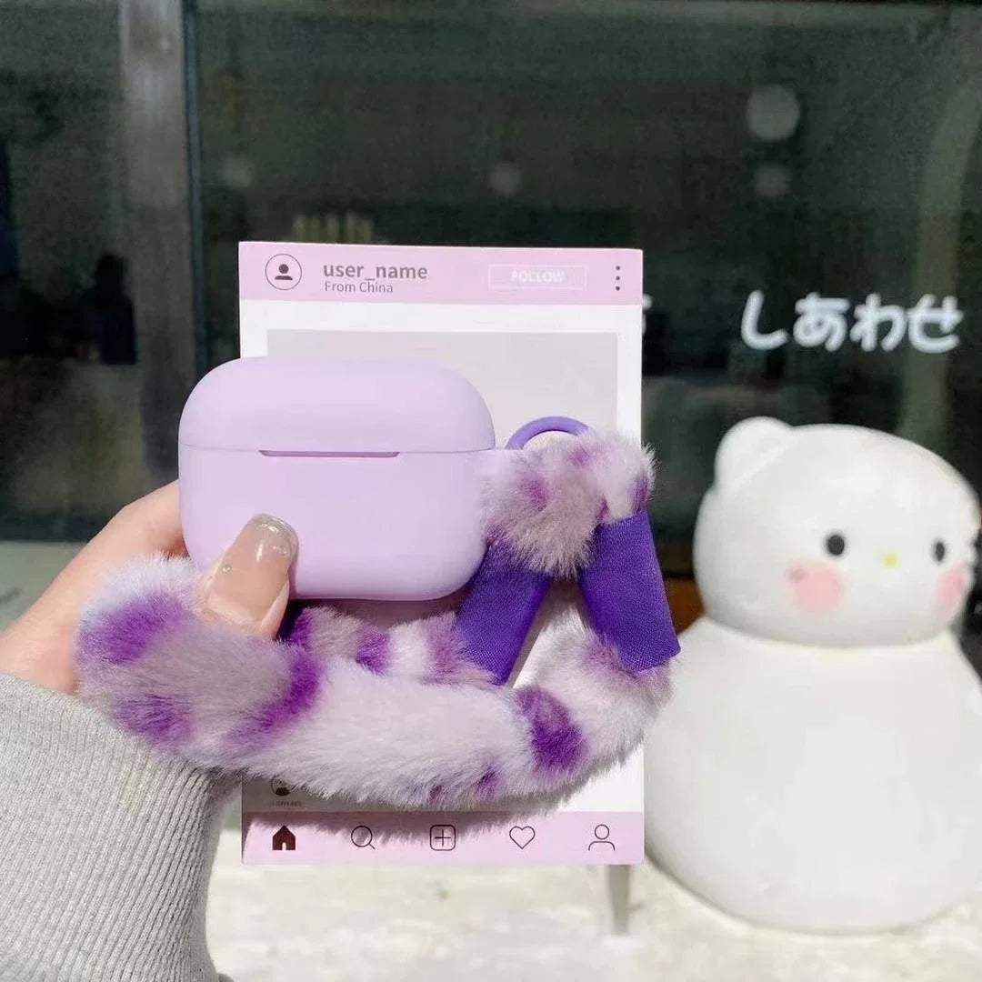 Plush Merry Christmas Tree Heart Pom Pom For Airpods 4 3 2 1 Earphone Protective Cover Airpods pro3 2025 New Case With Strap