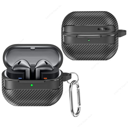 2024 New TPU Cover For Samsung Galaxy Buds 3 Pro Buzz 3 Pro Buds3 Pro Case Carbon Fibre Pattern PC Protective Cases With Hook