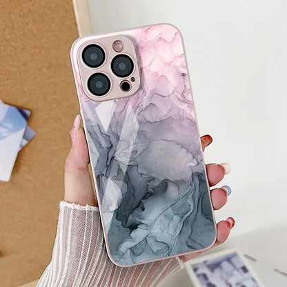 Marble Pattern Phone Case For iPhone 16 Pro Max Case iPhone 15 13 11 12 14 Pro Max 16e X XR XS 7 8 Plus SE Tempered Glass Cover