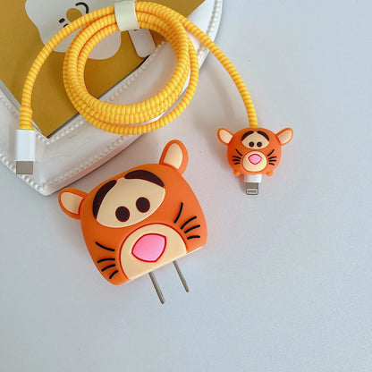 4Pcs/set Cable Protector for iPhone / iPad 18W/20W Charger Protection Cute Cartoon Protector Spring Cable Winder Accessories
