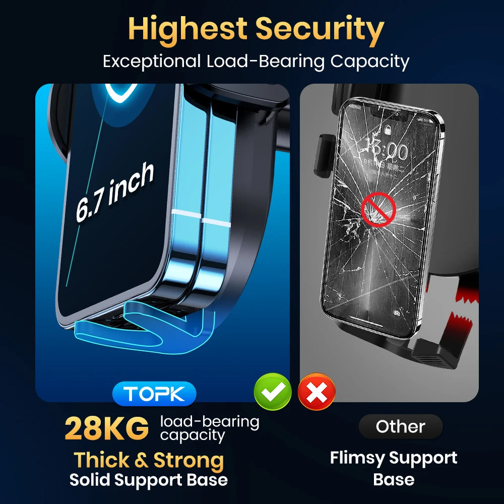 TOPK Car Phone Holder Mount,[Upgraded Support Function] Metal Hook Cell Phone Holder For Car Air Vent Compatible With All Phone