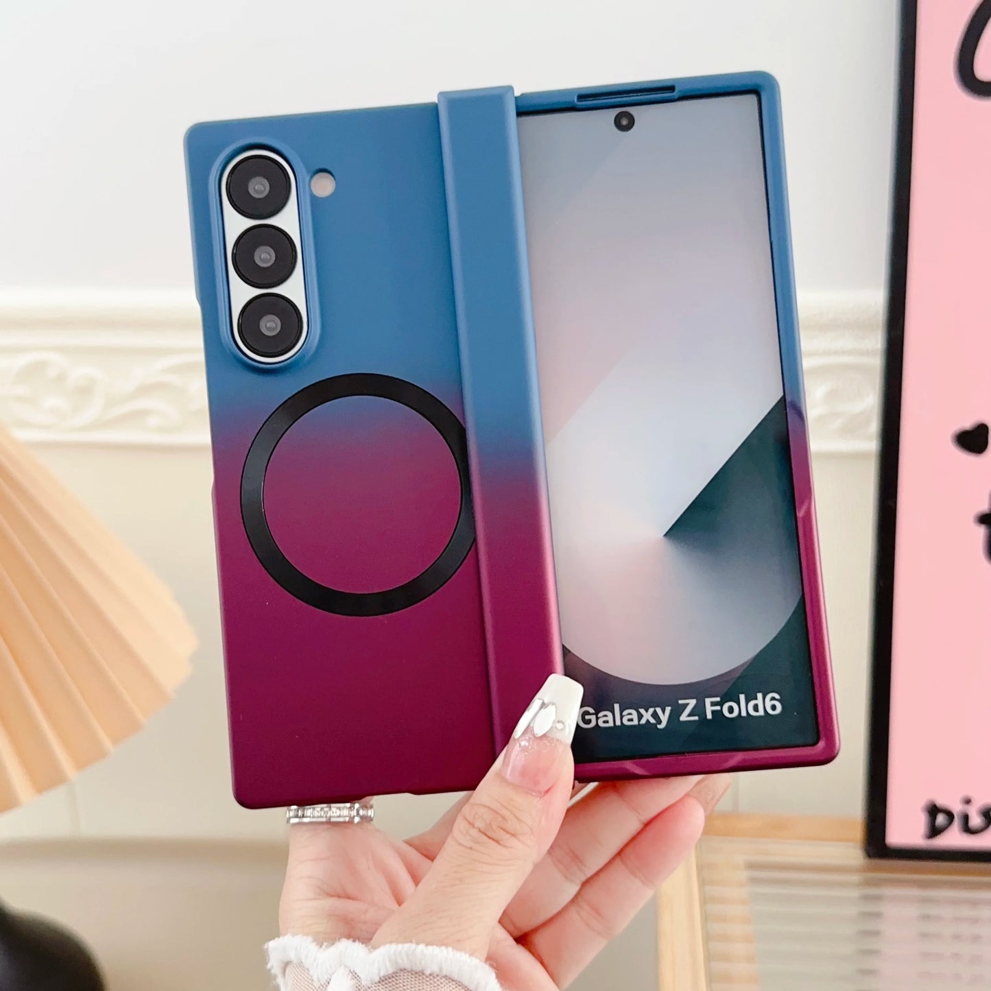 Magnetic for Magsafe Wireless Charging Gradient Phone Case for Samsung Galaxy ZFold 3 4 5 6 7 Liquid Silicone Bumper Cover Funda