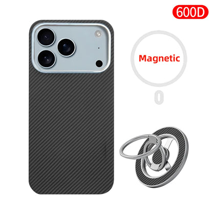 For iPhone 17 pro max case carbon 600d kevlar aramid fiber magsafe fabric thin hard 17 Air cover magnetic balck Slim light red