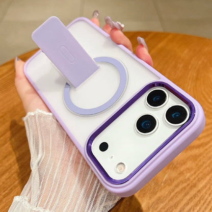 New For Magsafe Magnetic Wireless Charging Fold Holder Ring Translucent Matte Phone Case For iPhone 17 Pro Max Bumper Back Cover