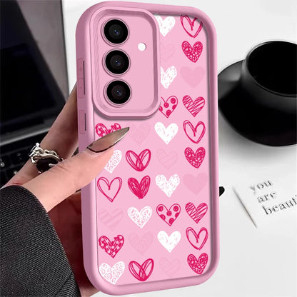Love Heart Pattern Soft Case For Samsung Galaxy S25 Edge S24 S25 FE S23 S22 Ultra A17 A56 A16 A54 A35 A15 A55 A26 5G Phone Cover