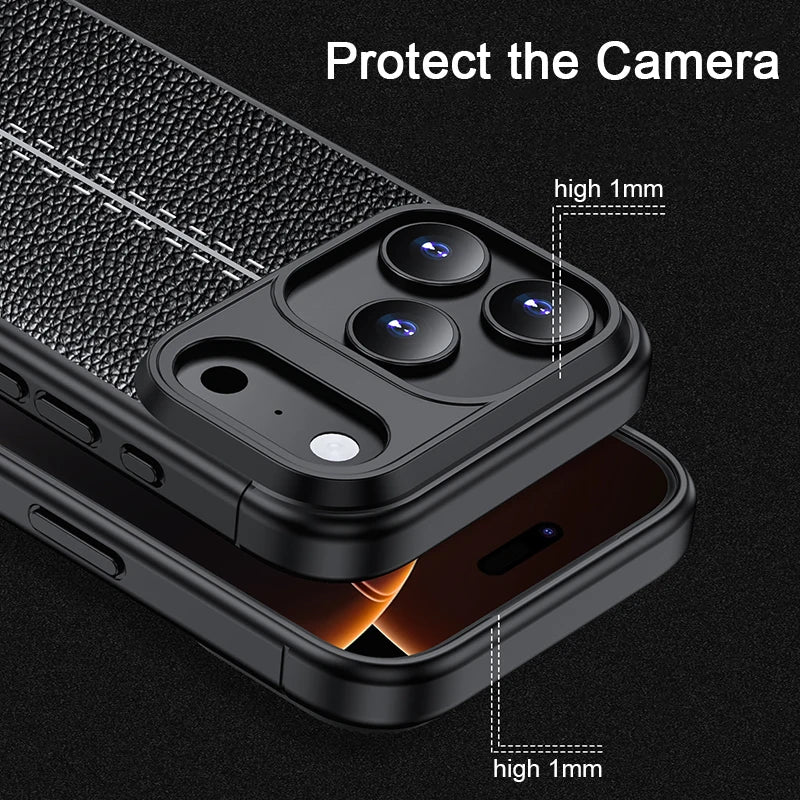 Business Soft Silicone Leather Texture Style Phone Case for IPhone 17 Air Pro Max 17Pro Anti-Fingerprint Protection Back Cover