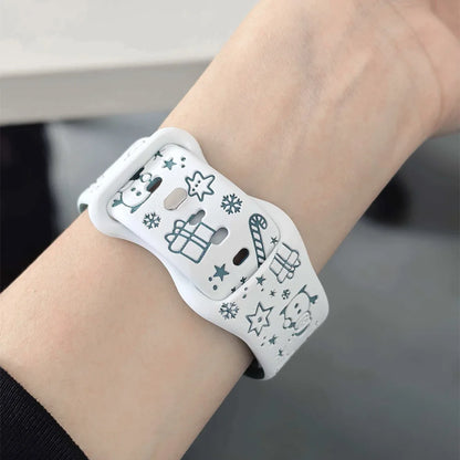 New design Christmas Band for Apple Watch Series 11 10 9 8 7 6 5 SE strap Engraved silicone Ultra 3-2 49mm 40-41-42-44mm 45-46mm