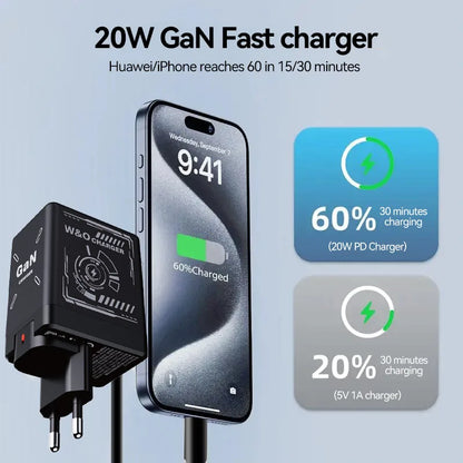 W&O GaN Fast Charging 20W Cable Type C and Lightning Liquid Silicone Cable for iPhone 14 15 Pro Max Xiaomi Realme Redmi ﻿