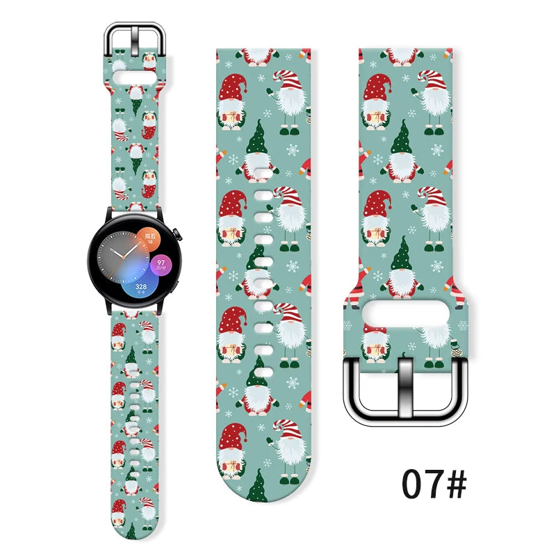 20mm Christmas 6 Strap for Samsung Galaxy Watch 7/6/5 40mm 44mm Band Replaceable Bracelet for Xiaomi Huawei Amazfit Watchband