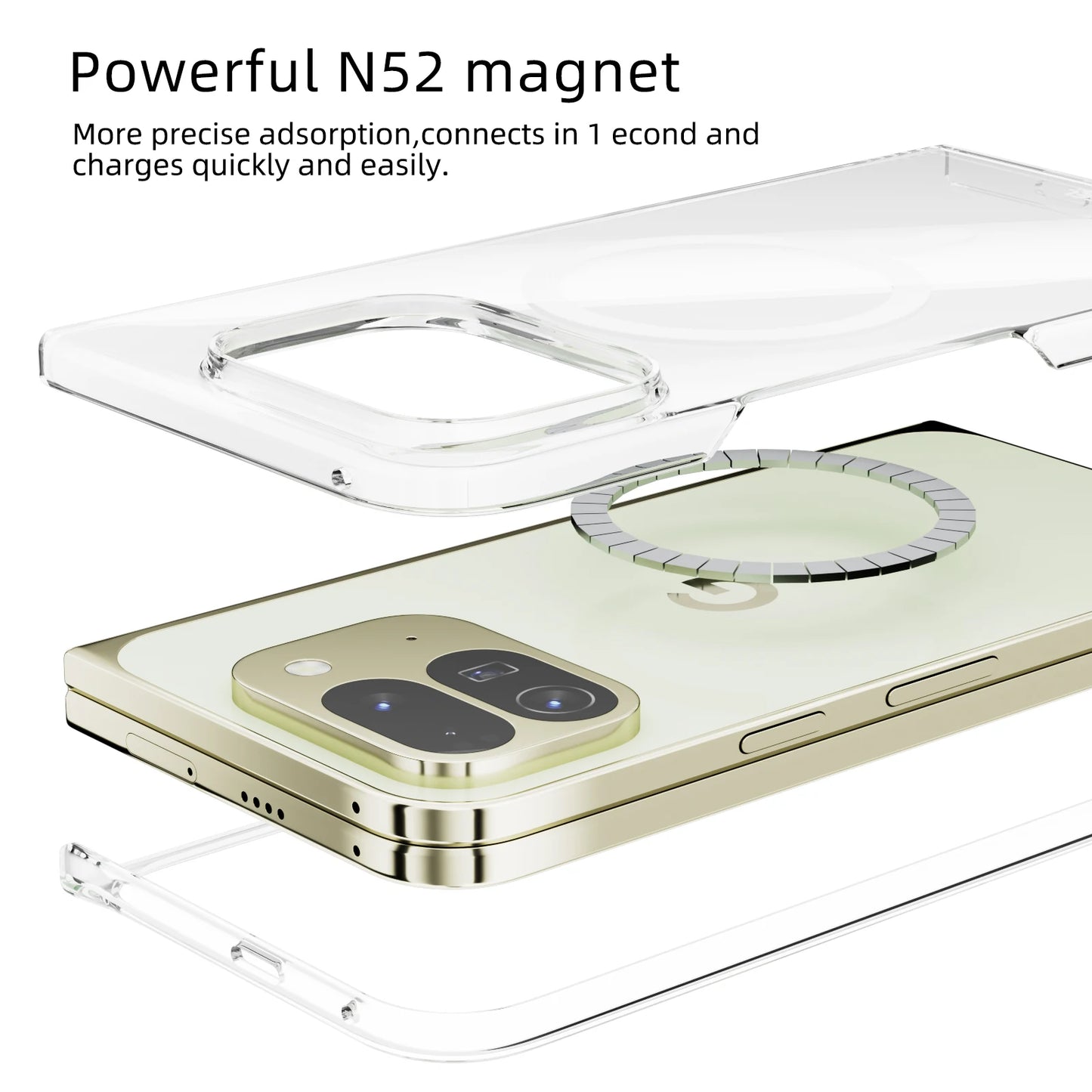 For Google Pixel Fold 10 Pro Fold Case Protective Clear Magsafe Anti-Scrach Shell Back Cover