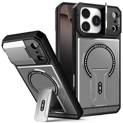 Military Armor Flip Camera Protect Phone Case For iPhone 17 12 13 16 Pro Max 14 15 Plus 16E 17 Air For Magnetic Fold Stand Cover