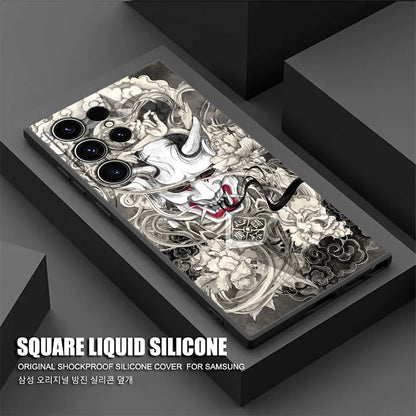 Samurai Hannya Mask Ghost Phone Case For Samsung Galaxy S24FE Cases S25 S23 S21 Ultra S20 S24 FE S22 Plus A25 A35 A54 A55 Cover