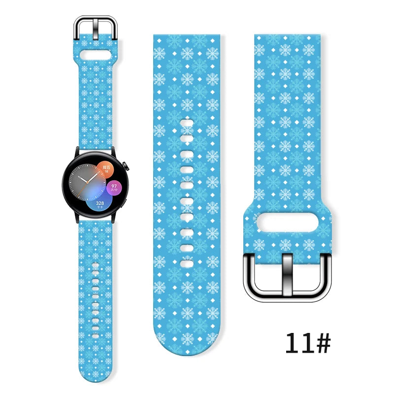 20mm Christmas Series 5 Strap for Samsung Galaxy Watch 7/6/5 40mm 44mm Band Replaceable Bracelet for Xiaomi Huawei Amazfit Watch