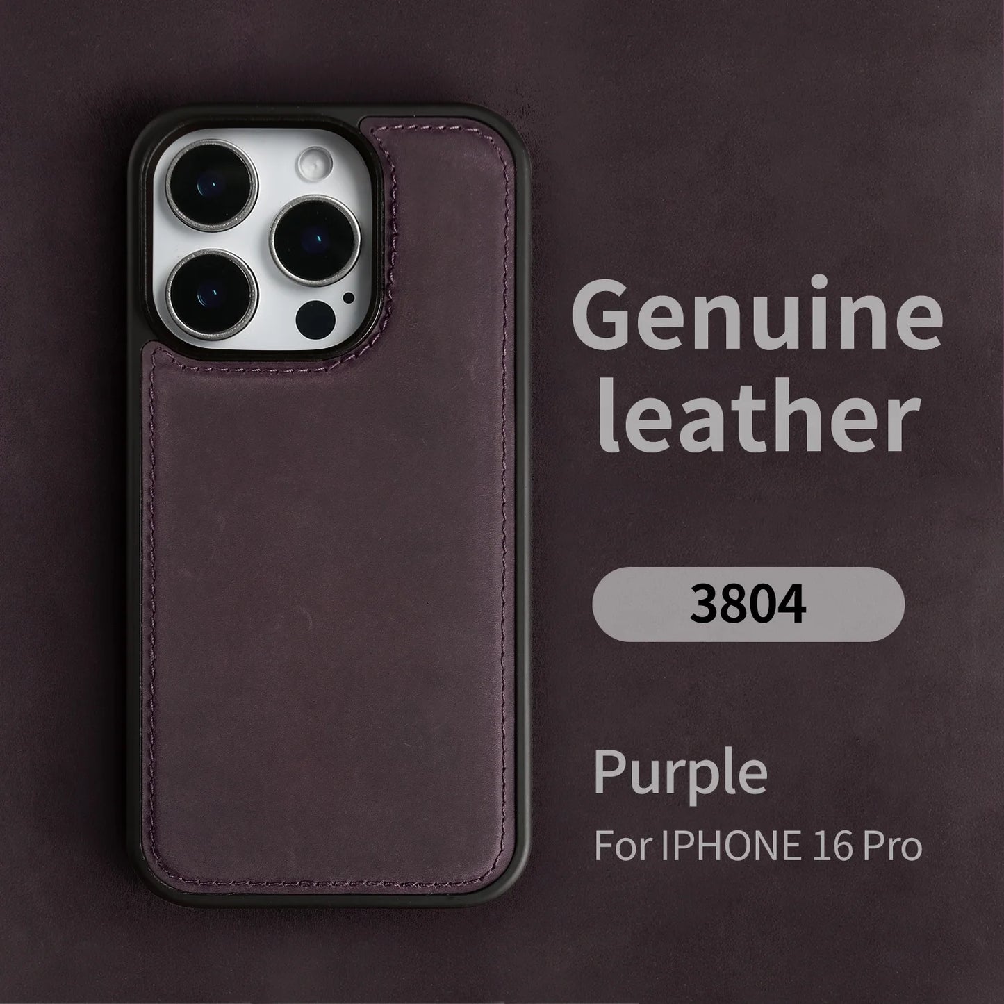 Retro Crazy Horse Pattern Genuine Leather Case For iPhone 16 Pro Max 15 14 13 12 11 Luxury Cowhide Back Cover Protective Shell