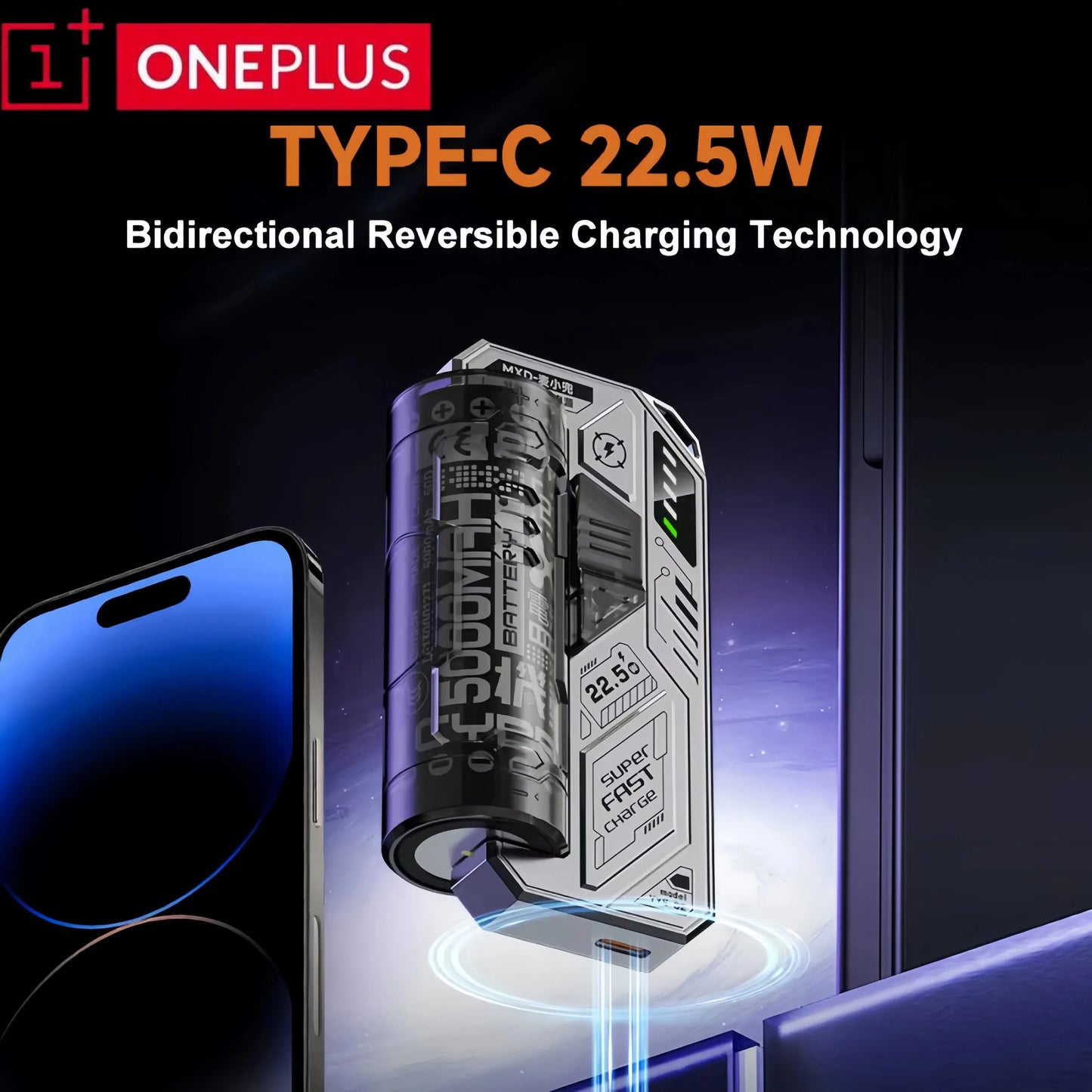 ONEPLUS Cartridge Clip Power Bank 20000mAh Portable Pistol style Removable Mech Module Fast Charging External Battery Male Gift