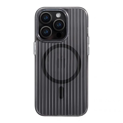 Phone Case with Corrugated Pattern Magsafe Magnetic Supoort Wireless Charge  for IPhone16 15 14 13 12 17 Non-slip Bumper Hard PC