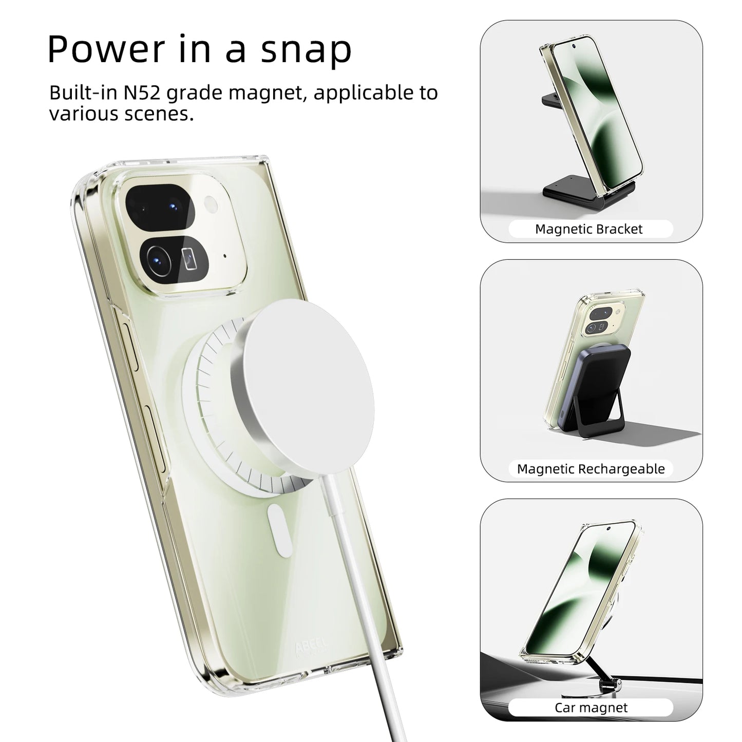 For Google Pixel Fold 10 Pro Fold Case Protective Clear Magsafe Anti-Scrach Shell Back Cover