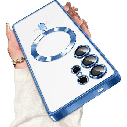 Luxury Magnetic For Magsafe Case For Samsung Galaxy S26 S25 Edge S24 FE S23 S21 Plus Ultra Plating Silicone Cover Clear Soft