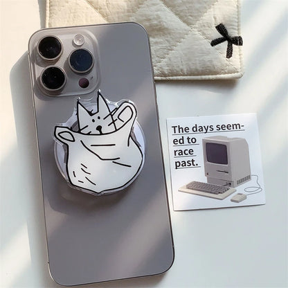 Korean Cute Cartoon Black Cat For Magsafe Magnetic Phone Griptok Phone Holder Stand Universal Phone Ring Grip Tok For iPhone 15