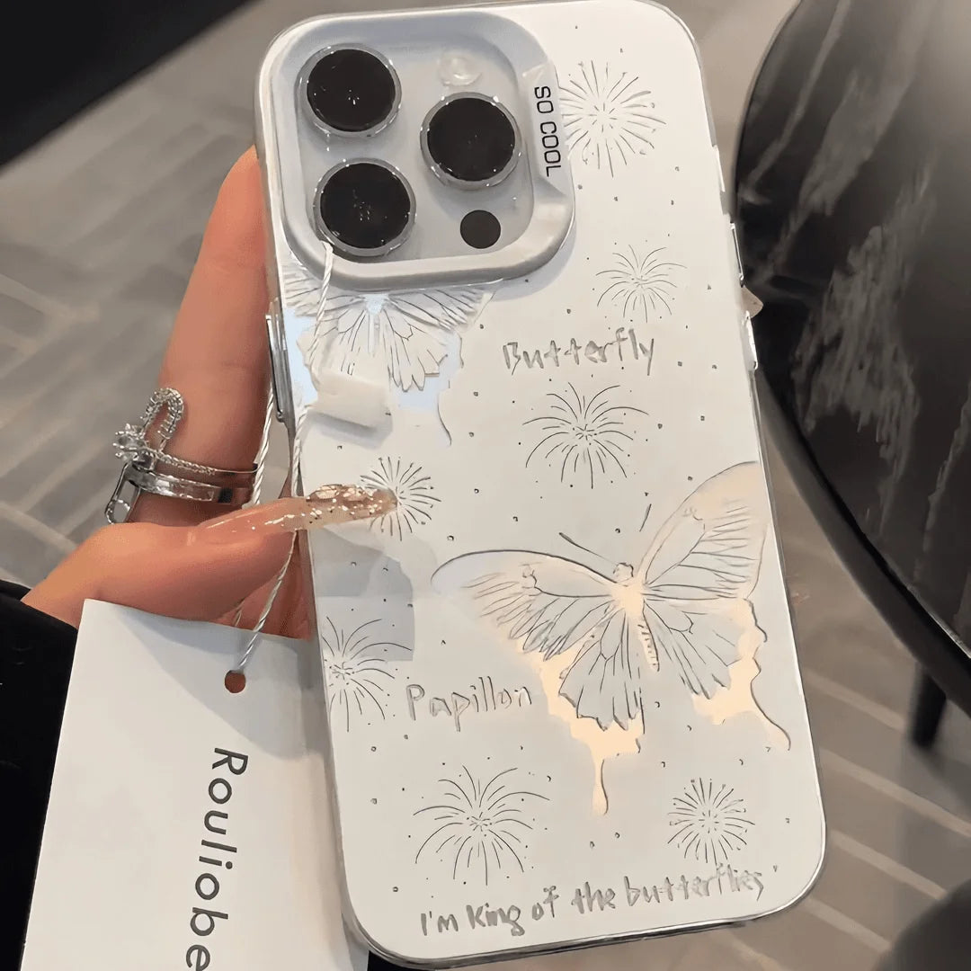 Colorful hollow butterfly Phone Case For IPhone 16 15 14 13 12 11 Pro Max Shockproof Bumper Back Cover For Iphone 16 Case Funda