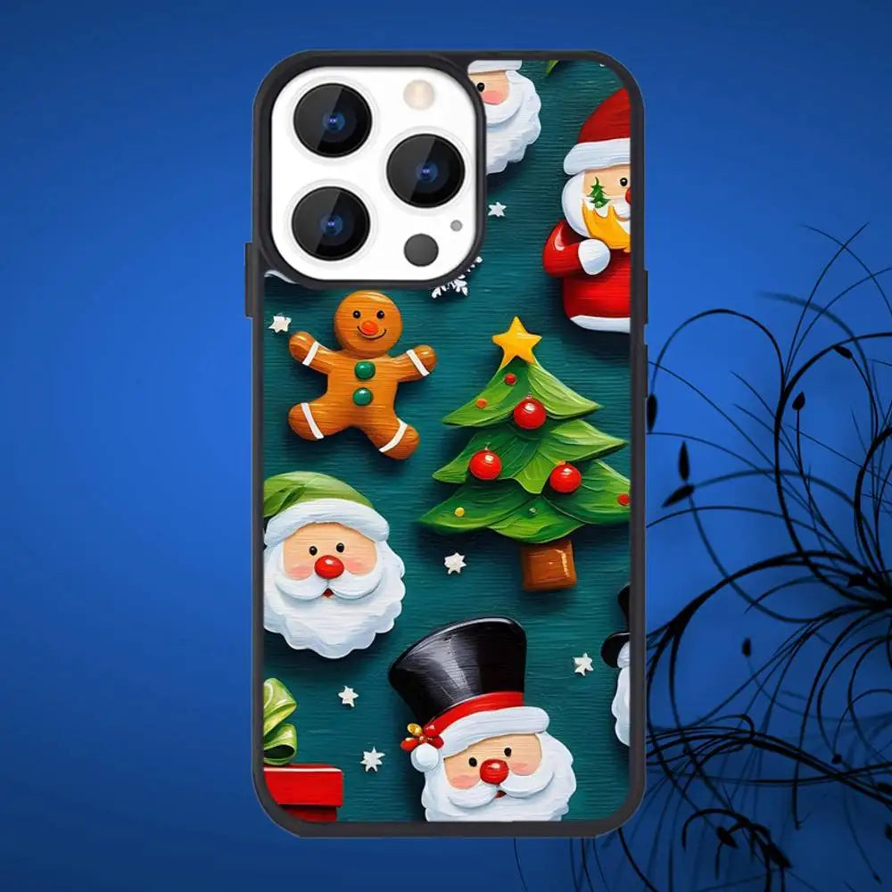 Christmas Santa Claus Phone Case For iPhone 17,16,15,14,13,12,11,Plus,Pro,Max Mini Magsafe Magnetic Wireless Charging