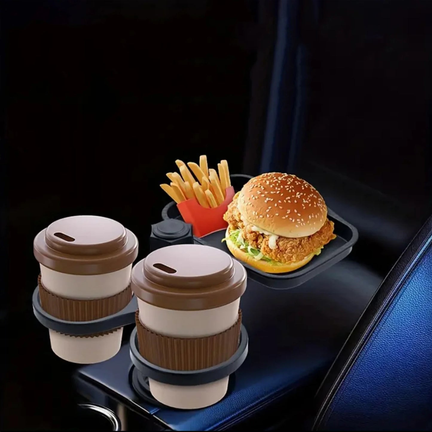 Universal Car Cup Holder Expander Tray 360-Degree Rotation Anti-Shake Food Tray Drink Holder Eating Tray Table for Car Interior