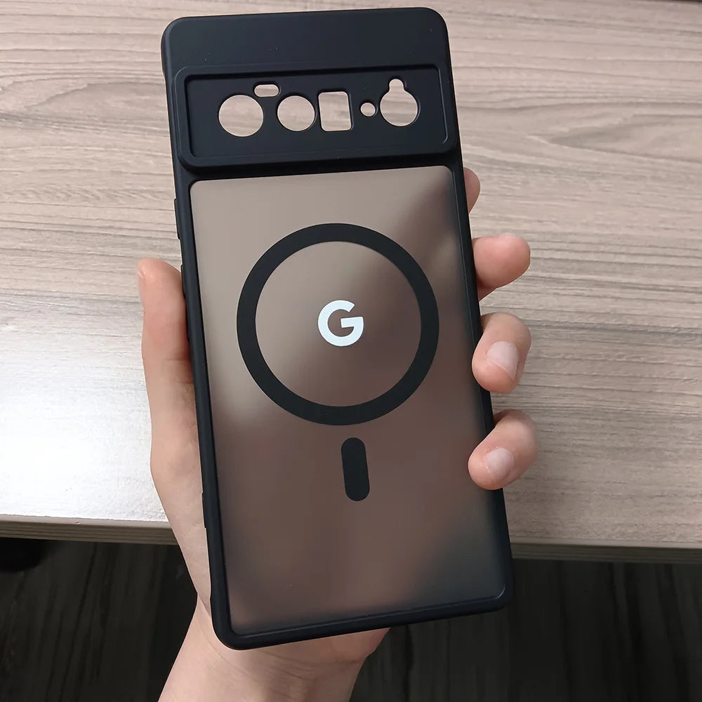 For Google Pixel 8Pro 8 8A 7Pro 7 7A 6 Case Magnetic Charging Matte Clear Shockproof Cover Wireless Charging Translucent Frosted