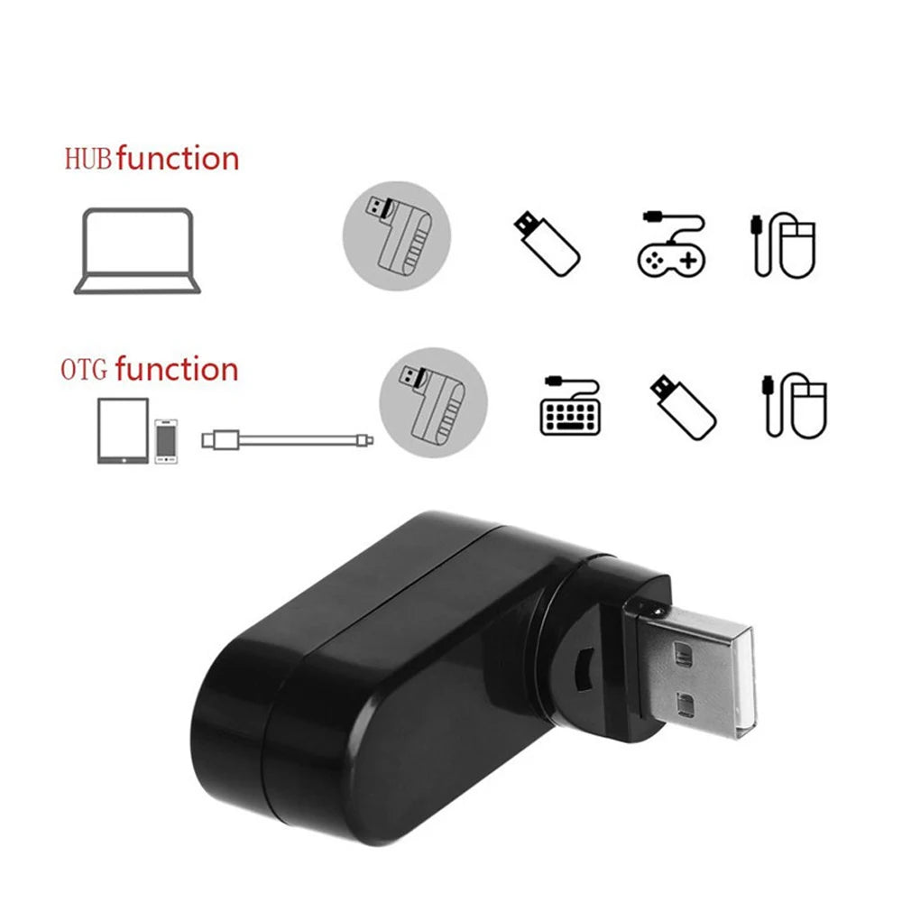 3 Port Multi 2.0 USB HUB Mini USB Hub High Speed Rotate Splitter Adapter For Laptop Notebook For PC Computer Accessories